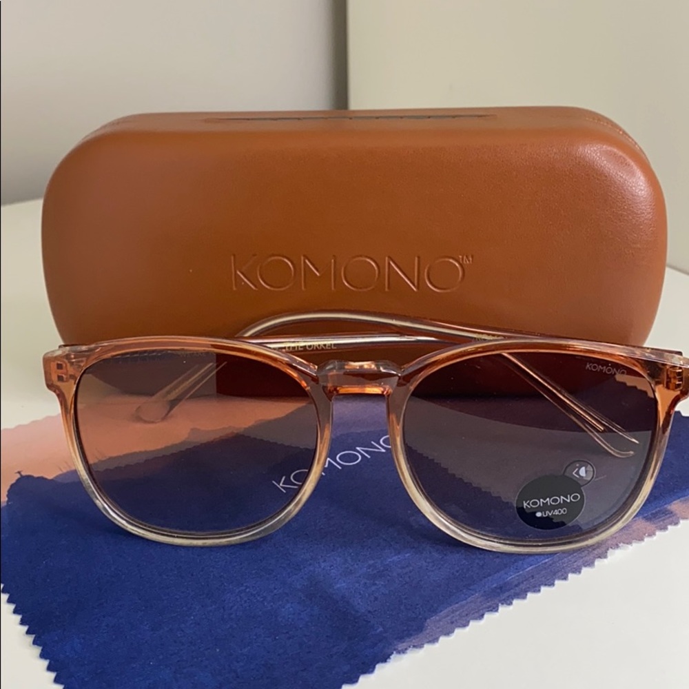 New Komono Urkel Gradient Peach Sunglasses Orange Ombre Boho - Picture 12 of 14